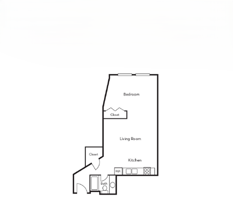 A drawing of a house layout with labeled rooms.